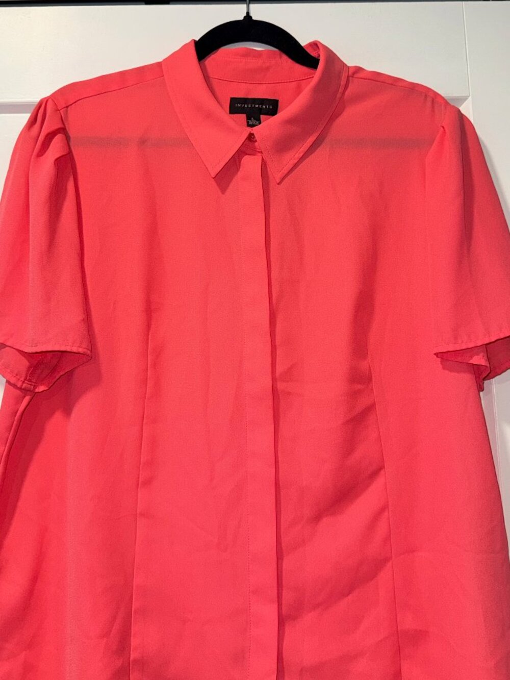 Investments Bright Pink Short-Sleeve Dressy Button-Front Blouse